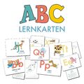 ABC-Lernkarten der Tiere, Bildkarten, Wortkarten, Flash Cards mit Groß- und...