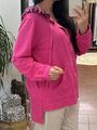 B-Ware Italy Damen Sweatshirt Jacke Hoodie Tunika Oversize Leoprint 34-40 Pink