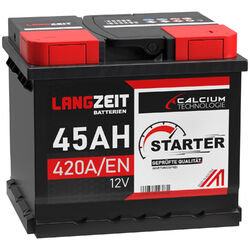 Autobatterie 45Ah 12V LANGZEIT Starter Batterie ersetzt 44Ah 42Ah 40Ah