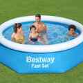  Fast Set Aufblasbarer Swimmingpool Rund 244x66cm Schwimmbad Pool Bestway