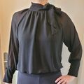 XTSY Damen Bluse Schleife Kragen Gr. 40/42 schwarz