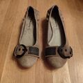 Tamaris Leder Ballerina Ballerinas Pumps Gr 41 braun hellbraun mit Schnalle