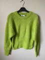 Zara Crop Ripp Pullover klein grün Wolle Alpaka im Mix