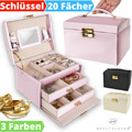 Schmuckkasten Schmuckkoffer Schmuckkästchen Schlüssel Box Schwarz Rosa Weiß