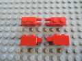 LEGO 4 x Stein Scharnier 30365 54571  1x2 dual 2 Finger vertikal  rot