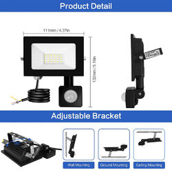 LED Fluter Außen Strahler mit Bewegungsmelder Stecker Lampe 20W 30W 50W 100W DE