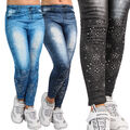 Leggings Thermo Mädchen Schneeflocke Strass Treggings Hose Jeggings gefüttert