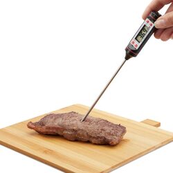 Digitaler Küchenthermometer mit langer Sonde & LCD-Display für Braten Grill Ofen