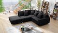 Wohnlandschaft Sofa Couch Ecksofa Eckcouch Gewebestoff schwarz + Hocker Minsk L