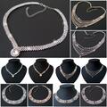 Collier Halskette Ketten Strass Hochzeit Braut Schmuck Zirkonia Statement KV25