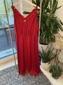 H&M Abendkleid Damen Rot Gr. 50 Lang 