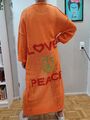 Damen Strickjacke Cardigan lang Gr. 3XL 50 Orange Hippie Love AND peace