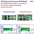 w/Balance Lithium Li-ion 18650 Battery BMS Protection PCB Board 2S 20A 7.4V 8.4V