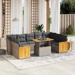 10-tlg.Sofa Garten Lounge Set Sitzgruppe Essgruppe Balkon Garnitur mit Kissen