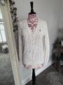 Ralph Lauren Damen Pullover Creme V-Ausschnitt Zopfmuster Gr. M RL Iconic Braun Pony