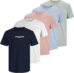 3 & 5 Multipack Jack Jones Herren T-Shirt schlicht Marke Baumwolle T-Shirt Top Geschenk S-2XL