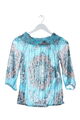 COMMA Carmen-Bluse Damen Gr. DE 36 blau-hellgrau Casual-Look