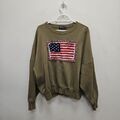 Ralph Lauren Polo Damen großes Logo Flagge USA grün oliv Pullover Medium