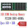 2GB 2x 1GB DDR1 400MHz PC1-3200 184pin 2.5V Non-ECC Desktop DIMM RAM Memory DE