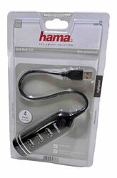 Hama USB 2.0 Hub 1:4-fach Adapter Splitter 4 Ports Verteiler PC Computer schwarz