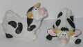 2 lustige Kühe Deko Figuren aus Porzellan Funny Cows Handbemalt 10x9x5cm