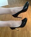 sexy högl Damen Pumps High Heels Lack schwarz Stiletto Gr. 41 (UK7) Leder