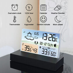 Digitale Wetterstation Funk Mit Farbdisplay Thermometer Innen-Außensensor Wecker