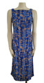 Vintage Kleid Sommerkleid 36 Midi Kleider Damenkleider Viskose Blau Geblümt 36 S