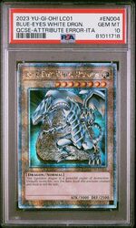 Yugioh Blue-Eyes White Dragon LC01-EN004 Quarter Century Rare Error ITA PSA 10