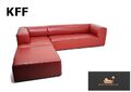 KFF Designer Sofa Leder Ecksofa Lounge Bordeaux Couch Modern Set Wohnen + Hocker