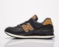 574 New Balance Herren Schwarz / Braunes Leder Athletic Sneakers UK 6.5-10.5