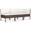 3-tlg. Garten-Lounge-Set mit Auflagen Poly Rattan Braun