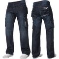 Kruze Herren Cargo Combat Jeans strapazierfähig Denim Hose Arbeitshose alle UK Größen
