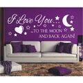 Liebe Wandtattoo I Love You to the moon Wandsticker Schlafzimmer Spruch Sticker 