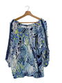 DESIGUAL Carmen-Bluse Damen Gr. DE 42 blau-weiß-grün Casual-Look