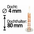 Dochthalter 80x4mm + 2 Glasfaserdochte, Schmelzlicht drinnen/draußen, Wachsreste