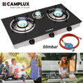 CAMPLUX Gaskocher im Freien 3 Flammig Glas Campingkocher 6,25 kW Gasherd Camping