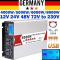 5000W 8000W Max 12V 24V 48V to 230V Reiner Sinus Spannungswandler Wechselrichter