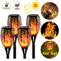 4x LED Solarleuchte Garten Beleuchtung Solar Fackel Lampe Leuchte Flamme Licht