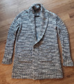 Strickjacke Cardigan offene Long Jacke Grobstrick grau meliert zero Gr. S 36