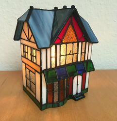 Tiffany Glashaus Glas Haus Lichthaus Windlicht mit Beleuchtung - 3 11