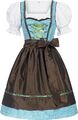 Dirndl Set 3 tlg. kariert Trachtenkleid Herzausschnitt Dirndlschürze Braun Gr.44