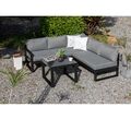 Aluminium Eck Lounge Set Lugano Gartenmöbel Sofa inkl Kissen Grau Liegefunktion