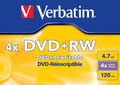 4x Verbatim DVD+RW Rohlinge 4,7GB 4x Speed im Jewel Case 120 Minuten mattsilber