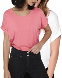 Only Damen Shirt Basic Top kurzarm Rundhals im Doppelpack