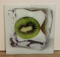 Voll Wand Glasbild Glas Bild „Kiwi in Eiswürfel“ 50x50 cm Top Zustand wie NEU