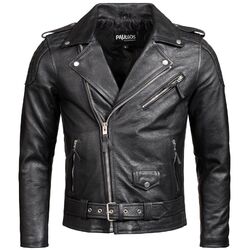 PAULGOS Herren Biker Lederjacke Echtes Leder Jacke Echtleder in 2 Farben Gr. S-5