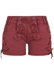 Damen 77 Lifestyle Jeans Shorts 5-Pockets & Stickerei bordeaux rot N18089035