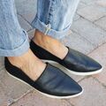 Dr Scholl's Damen Vienna Schwarz Leder Sneaker Loafer Halbschuh * Größe 36