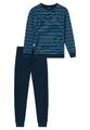 uncover by SCHIESSER Herren Schlafanzug lang Pyjama gestreift navy dunkelblau